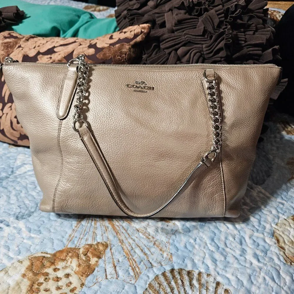 Coach Metallic Ava Chain Tote Purse Shoulder Bag